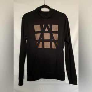 Armani Exchange Black Hoodie with Geometric Pattern